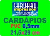 CARDÁPIO - PVC 0,5mm - Verniz Cristal - 21,5x29cm - A Partir de