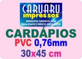 CARDÁPIO - PVC 0,76mm - Verniz Cristal - 30x45cm - A Partir de