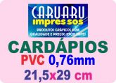 CARDÁPIO - PVC 0,76mm - Verniz Cristal - 21,5x29cm - A Partir de