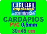CARDÁPIO - PVC 0,5mm - Verniz Cristal - 30x45cm - A Partir de